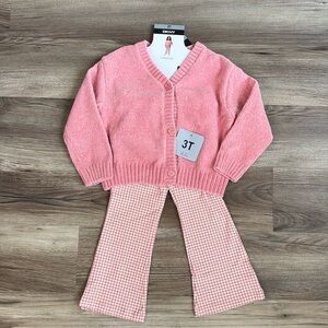 DKNY Kids 2-piece Chenille Set 3T Pink Cardigan & Pants Easter Holiday Sale New